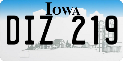 IA license plate DIZ219
