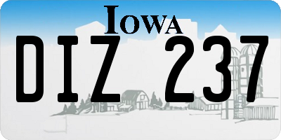 IA license plate DIZ237