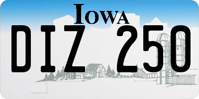IA license plate DIZ250