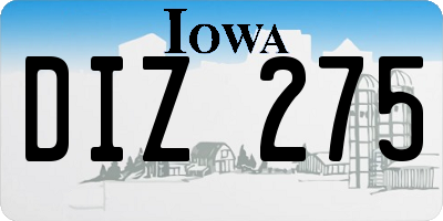 IA license plate DIZ275