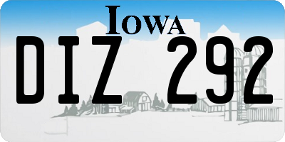 IA license plate DIZ292