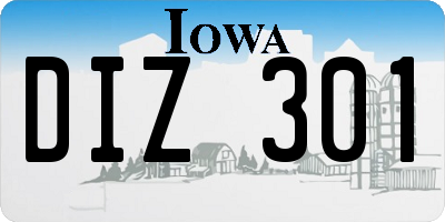 IA license plate DIZ301