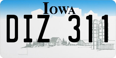 IA license plate DIZ311