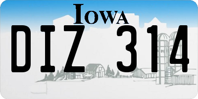 IA license plate DIZ314