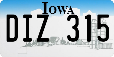IA license plate DIZ315