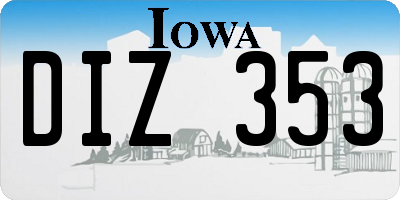 IA license plate DIZ353