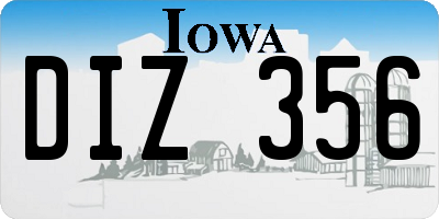 IA license plate DIZ356