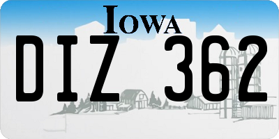 IA license plate DIZ362