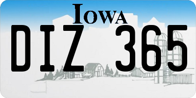 IA license plate DIZ365