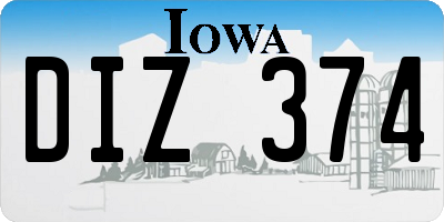 IA license plate DIZ374