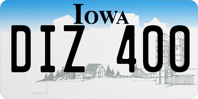 IA license plate DIZ400