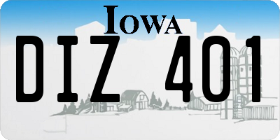 IA license plate DIZ401
