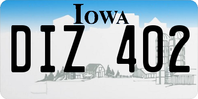 IA license plate DIZ402