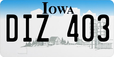 IA license plate DIZ403