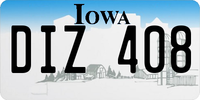 IA license plate DIZ408