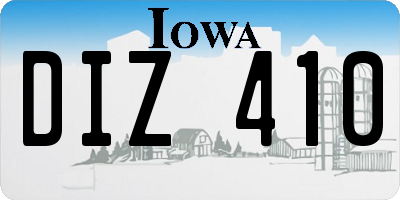 IA license plate DIZ410