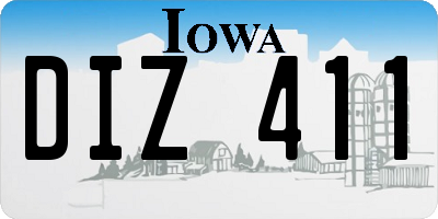 IA license plate DIZ411