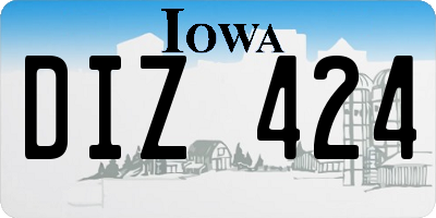IA license plate DIZ424