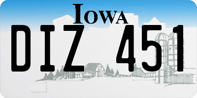 IA license plate DIZ451