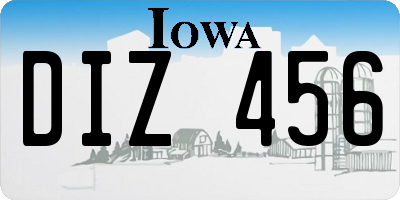 IA license plate DIZ456