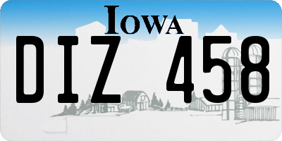 IA license plate DIZ458