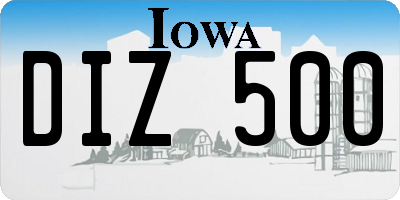 IA license plate DIZ500