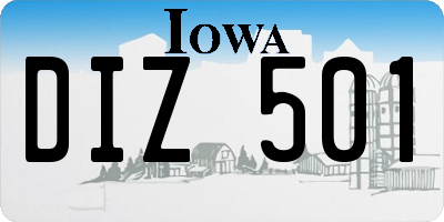 IA license plate DIZ501