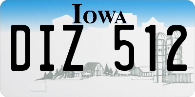 IA license plate DIZ512