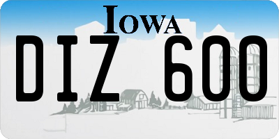 IA license plate DIZ600