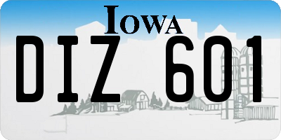 IA license plate DIZ601