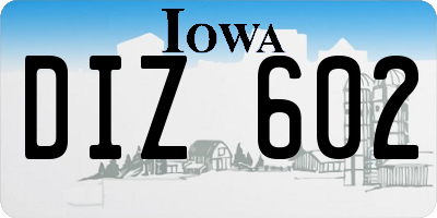 IA license plate DIZ602