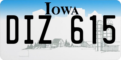 IA license plate DIZ615