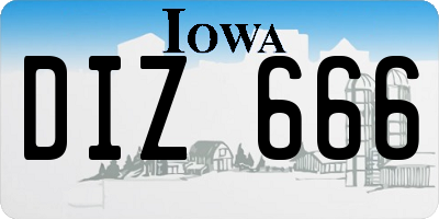 IA license plate DIZ666