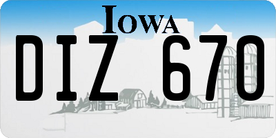 IA license plate DIZ670