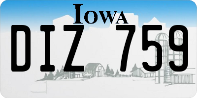 IA license plate DIZ759