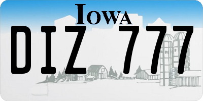 IA license plate DIZ777