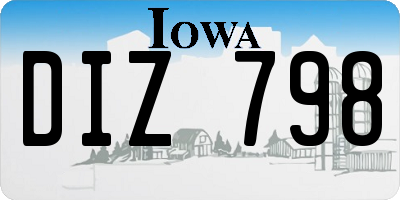 IA license plate DIZ798