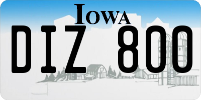 IA license plate DIZ800