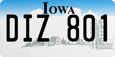 IA license plate DIZ801