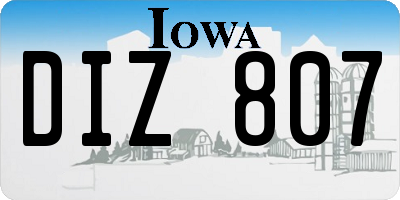 IA license plate DIZ807