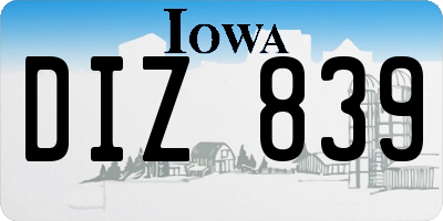 IA license plate DIZ839