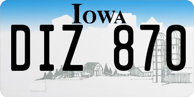 IA license plate DIZ870