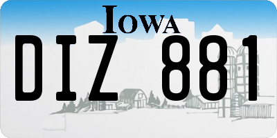 IA license plate DIZ881