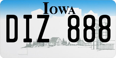 IA license plate DIZ888