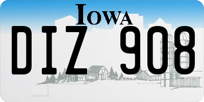 IA license plate DIZ908