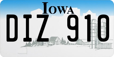 IA license plate DIZ910