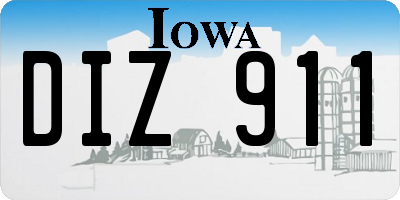 IA license plate DIZ911