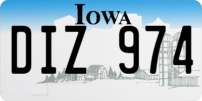 IA license plate DIZ974