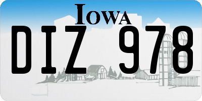 IA license plate DIZ978