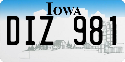 IA license plate DIZ981